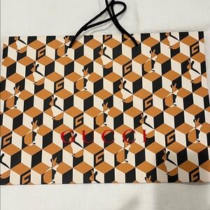 Gucci Orange and Black Geometric shopping bag